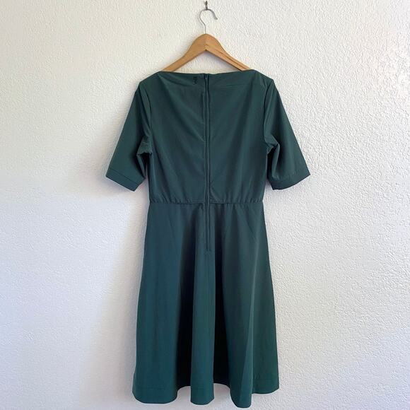 Betabrand Elixir Square Neck Fit & Flare Midi Dress Emerald Green Medium NWT - Picture 4 of 12
